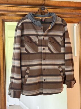Quiksilver Brown Striped Lightweight Shirt Jacket
